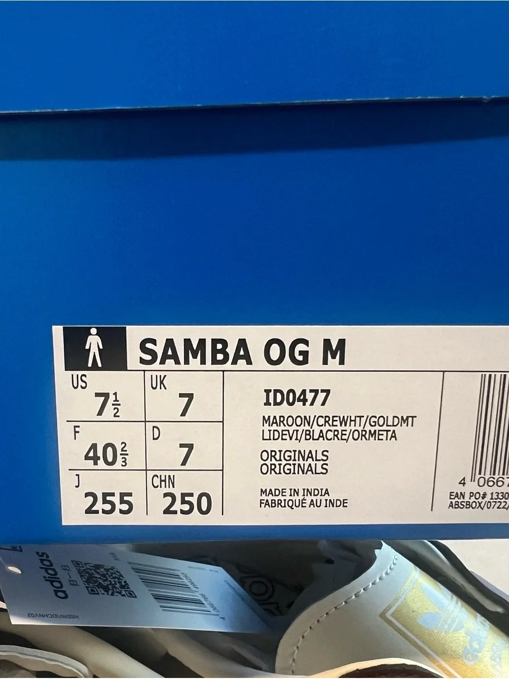 adidas Samba Men's Sneakers in Burgundy and Cream men’s 7.5 women’s 9.5